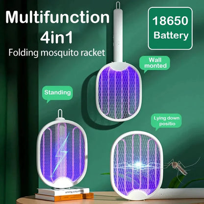 Foldable Electric Mosquito Killer USB Rechargeable Fly Trap Mosquito Swatter Racket Insect Killer with UV Light Bug Zapper 3500V